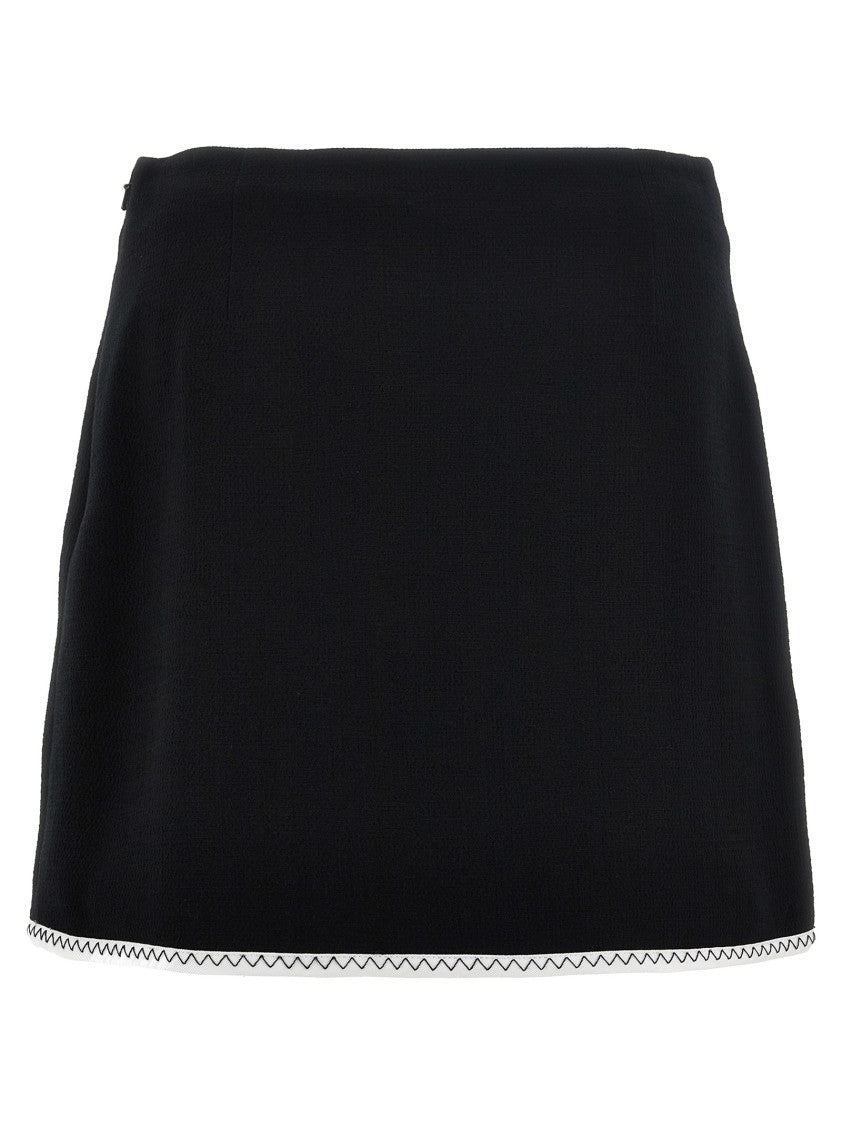 Moschino Heart-Button Crepe Skirt With Grosgrain Detail