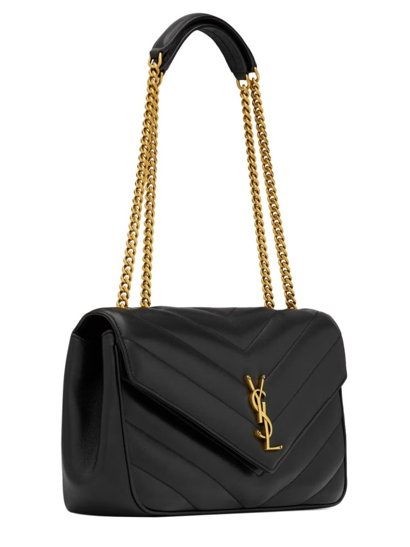 Saint Laurent Medium Chevron Quilted Lamb Leather Bag With Gold Hardware