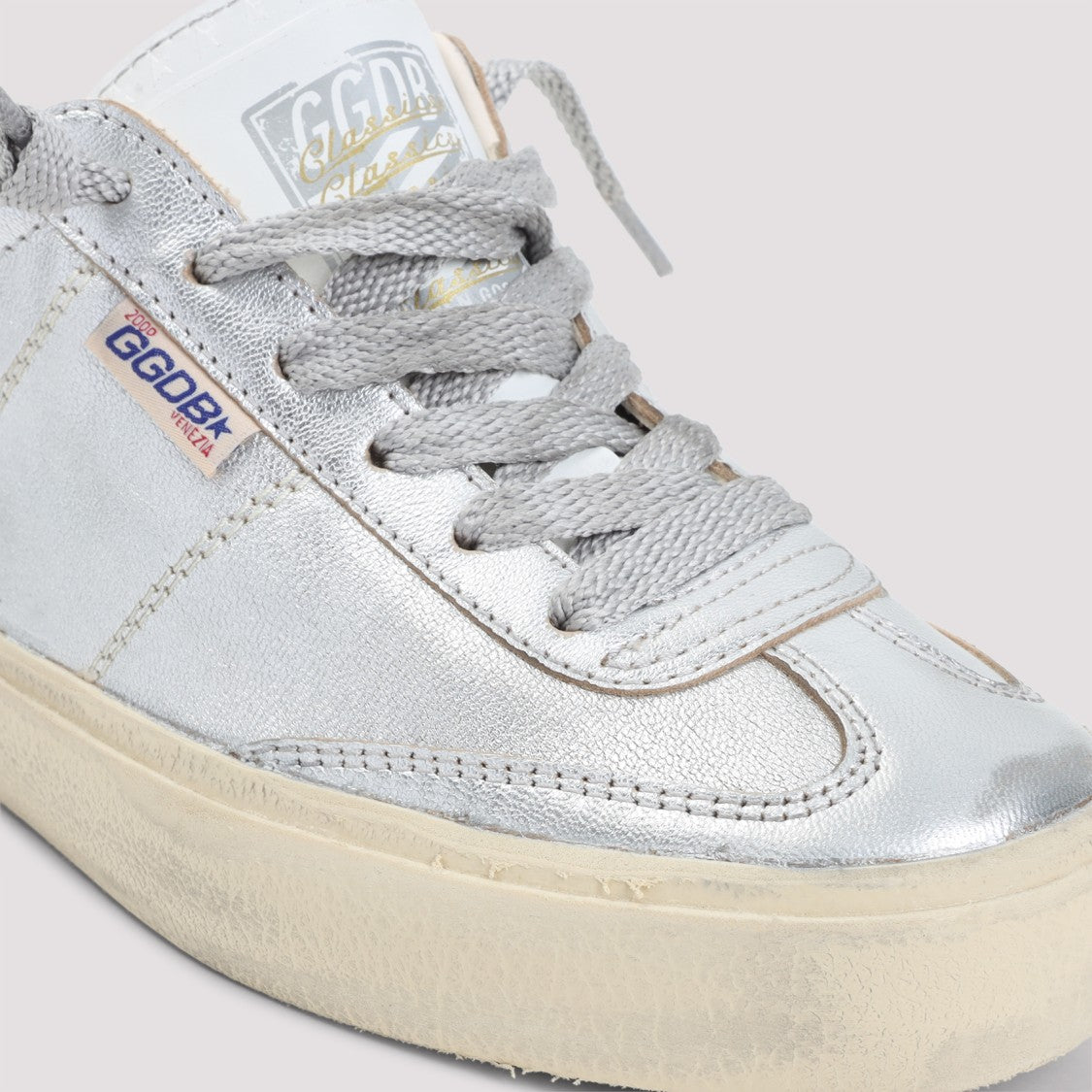 Golden Goose Low-Top Sneakers In Metallic Leather With Distressed Finish