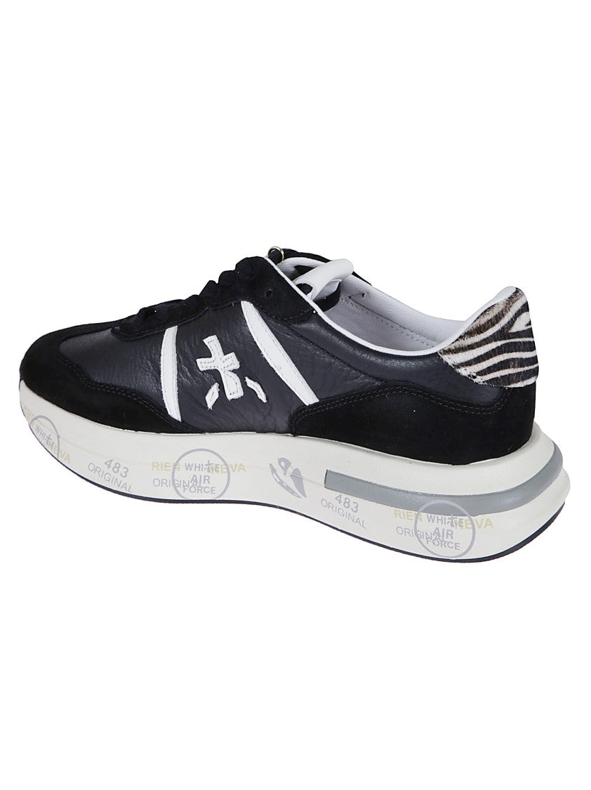 Premiata Low-Top Sneakers With Zebra Pony Skin And Gold-Tone Accents