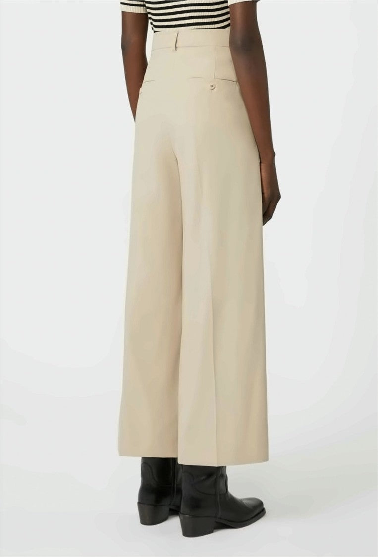 Weekend High-Waisted Wide-Leg Trousers In Smooth Cotton Gabardine