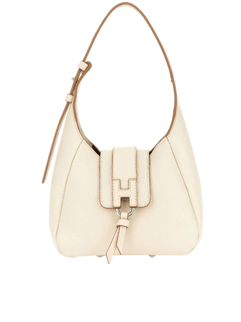 Hogan Neutral Structured Small Rounded H Handbag