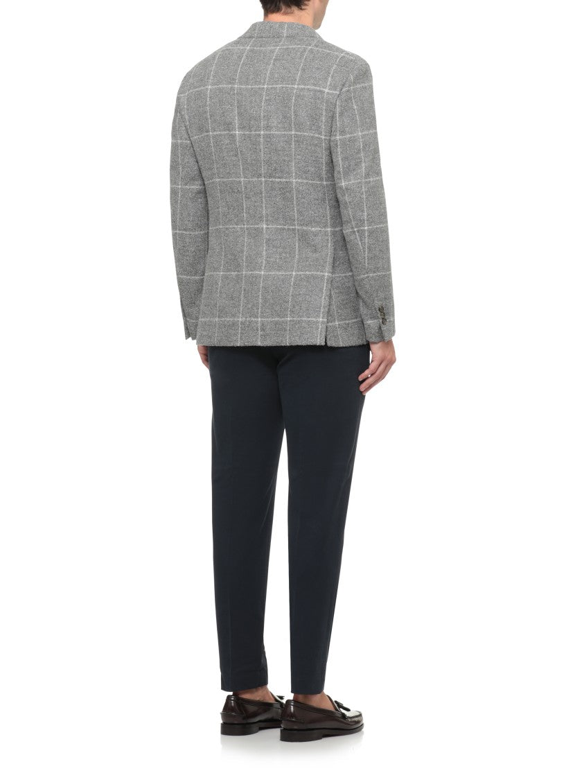 Lardini Grey Wool Blend Jacket With Classic Lapel And Iconic Detailing