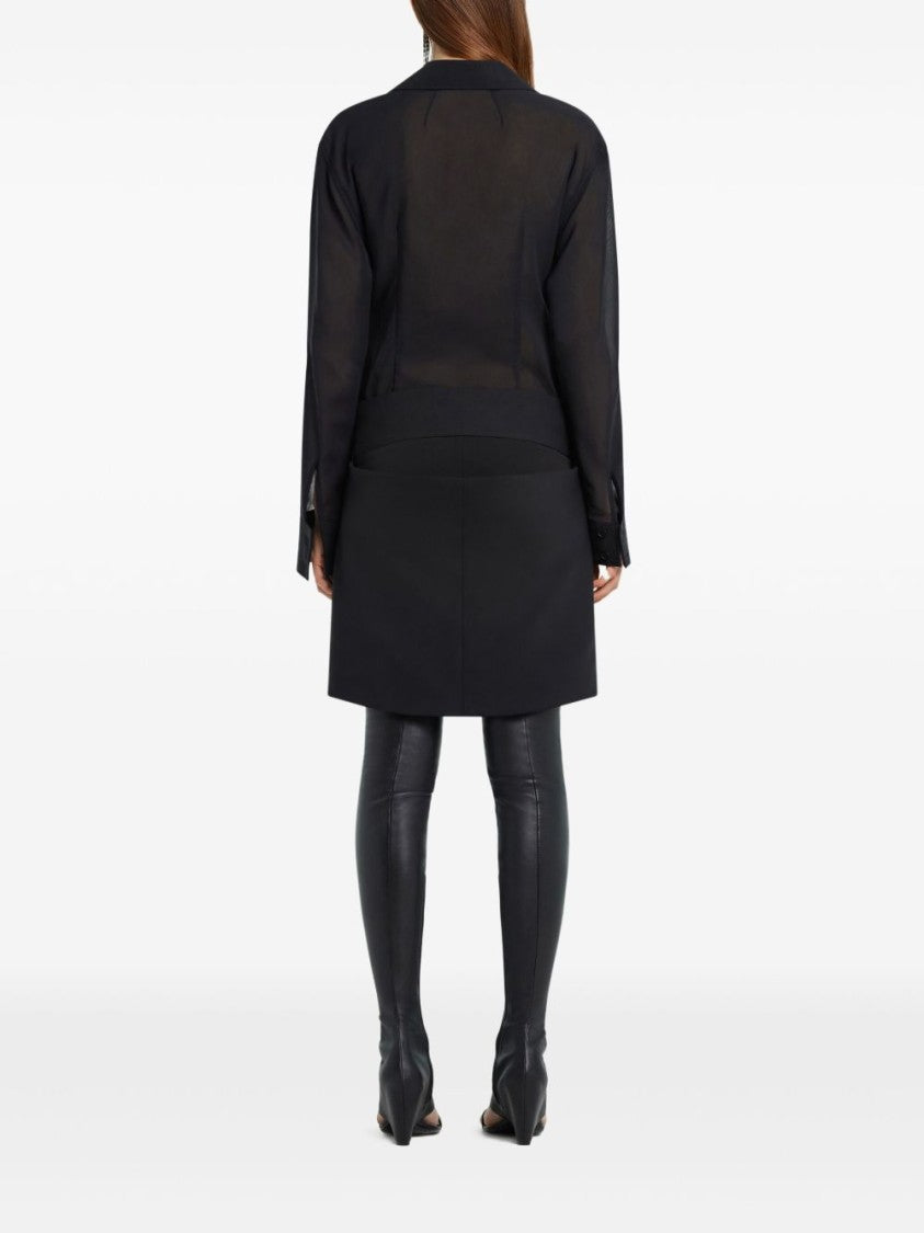 Courrèges Black Notched Collar Button Front Top