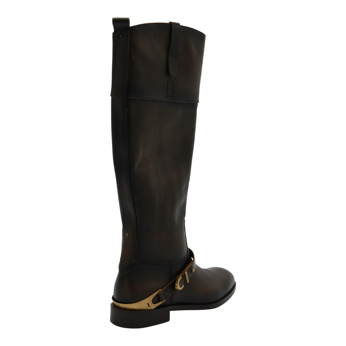 Golden Goose Tall Leather Boots With Gold-Tone Buckle