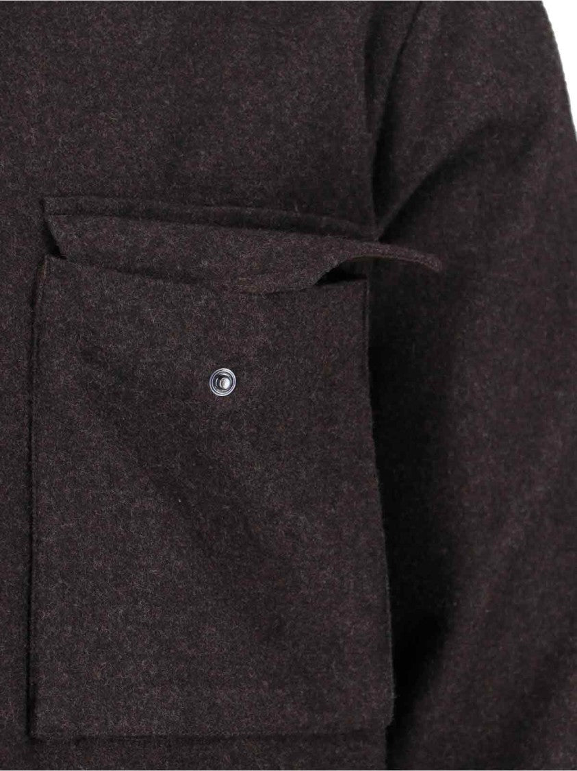 Aspesi Field Shirt In Dark Brown Virgin Wool