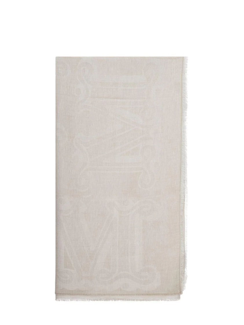 Max Mara White Subtle Woven Logo Scarf