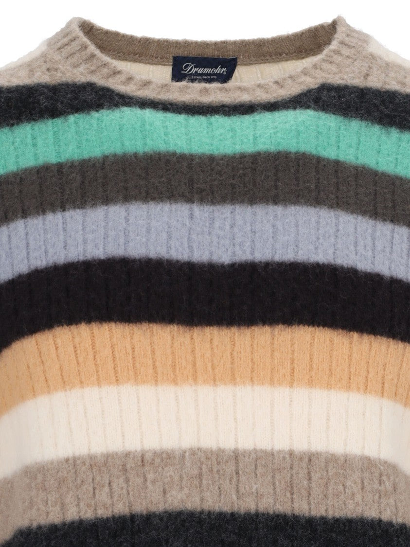 Drumohr Striped Sweater In Multicolor Wool Ribbed Design