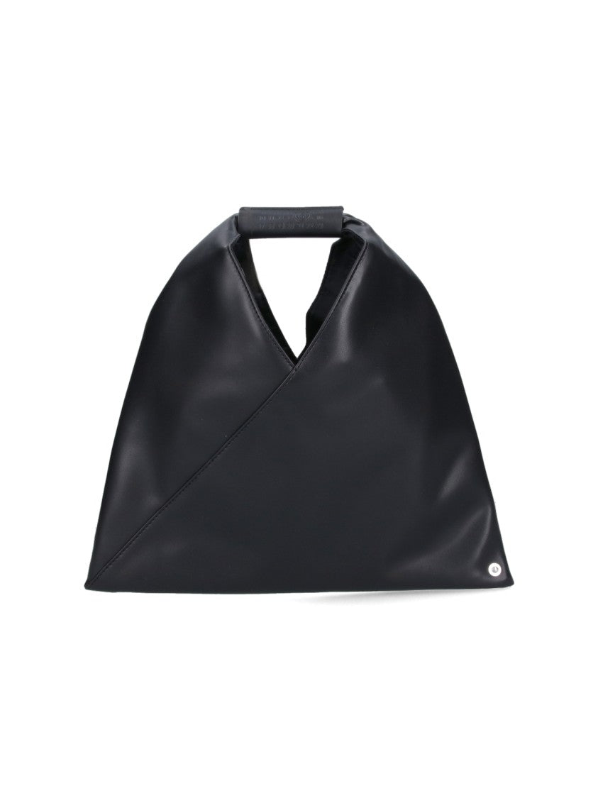 Mm6 By Maison Margiela Triangular-Shaped Matte Black Bag With Structured Handle
