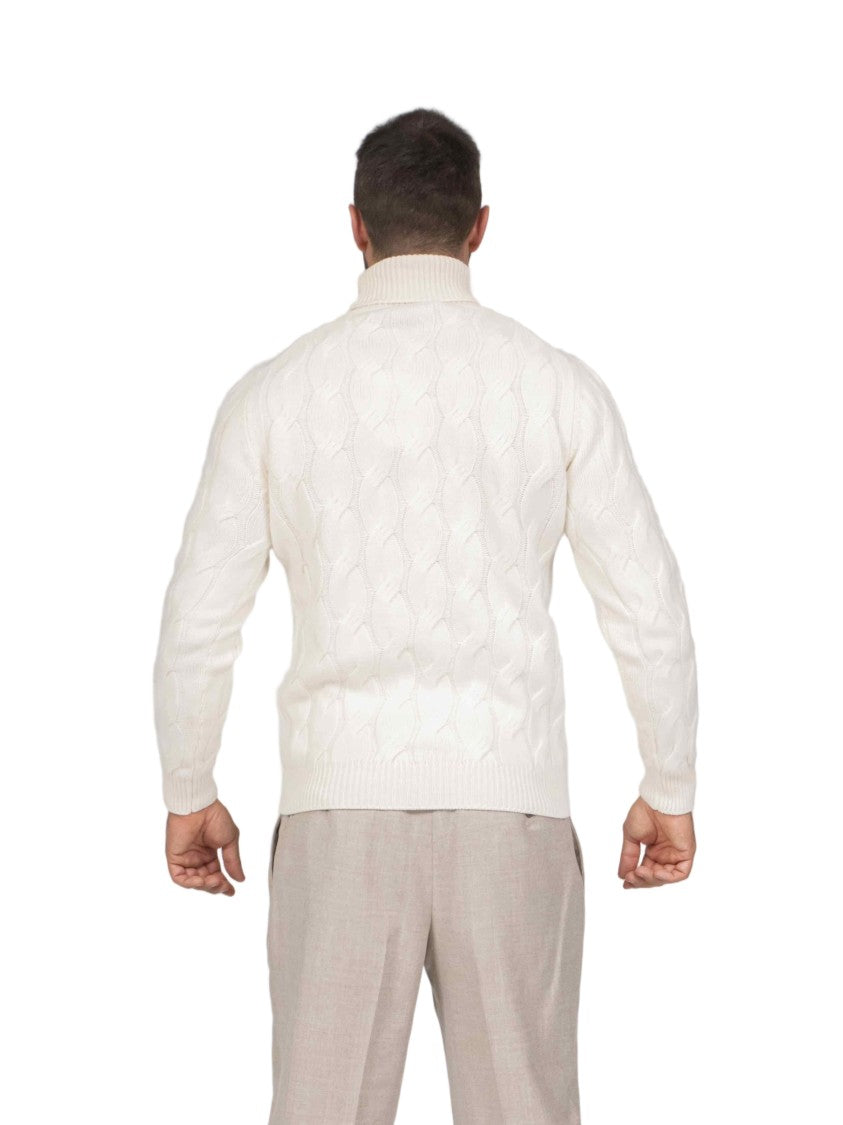 Mauro Ottaviani Treccia Cable Knit Wool Turtleneck Sweater