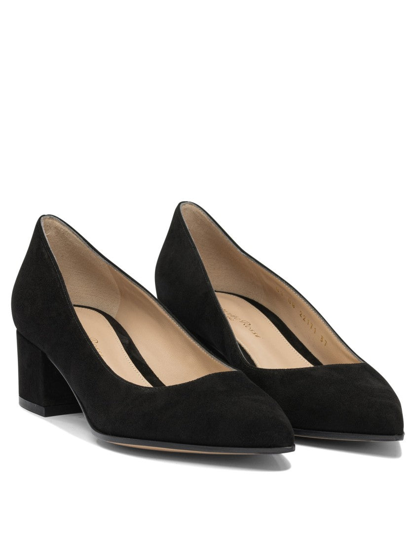 Gianvito Rossi Black Suede Heeled Pumps