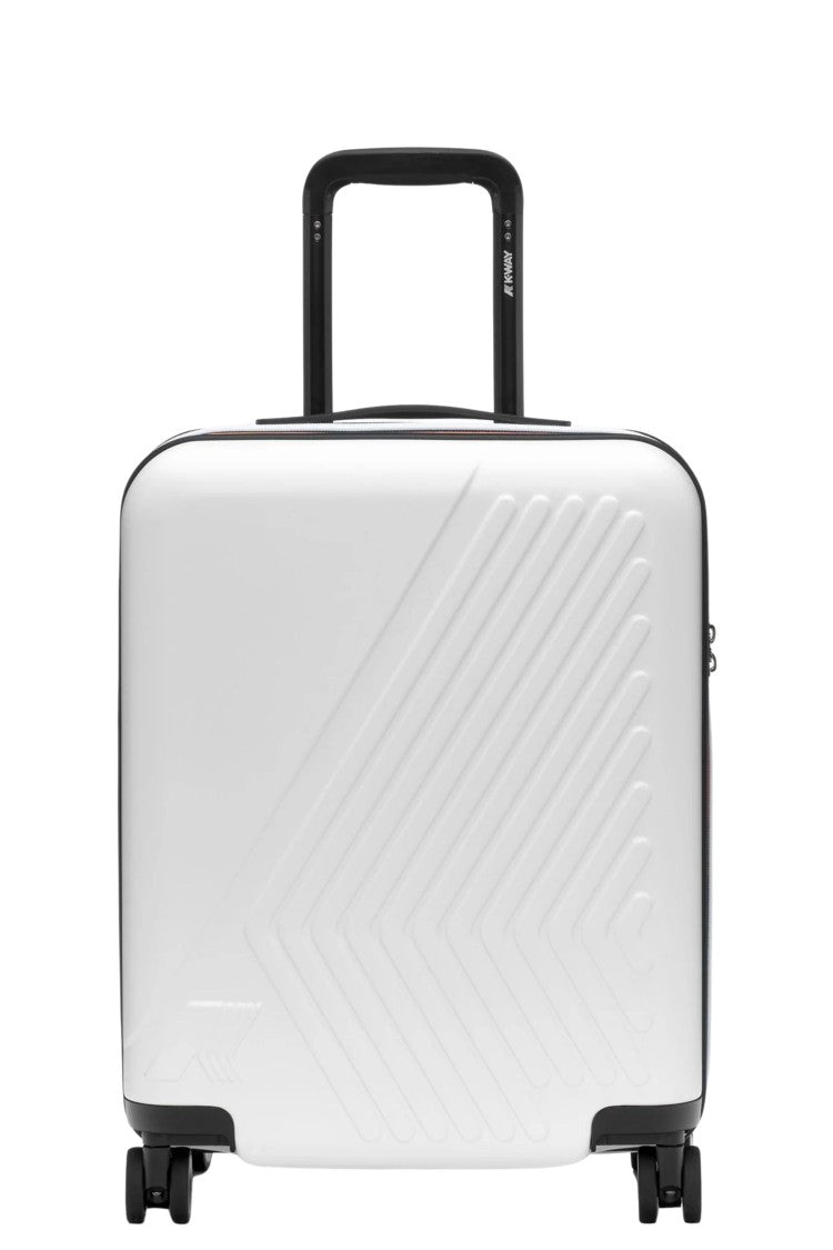 K-Way White Eudoxie Logo Monogram Embossed Polycarbonate Trolley