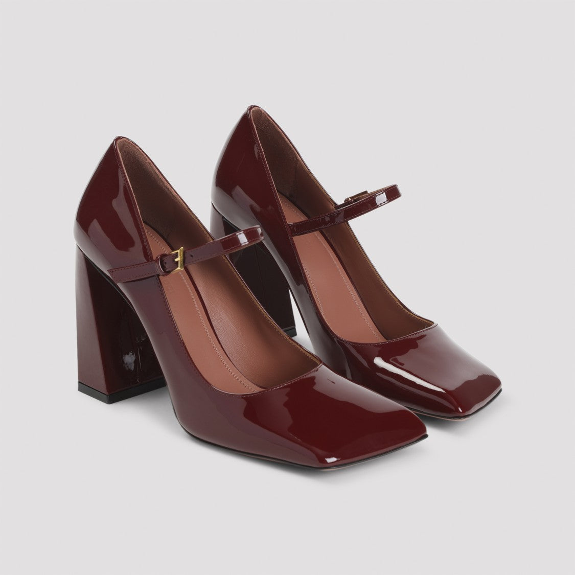 Amina Muaddi Wine Red Patent Leather Charlotte Mary Jane 45 Pumps