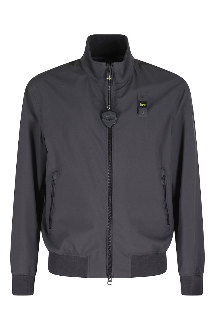 Blauer Black Anson Matte Effect Ribbed Trim Polyester Jacket