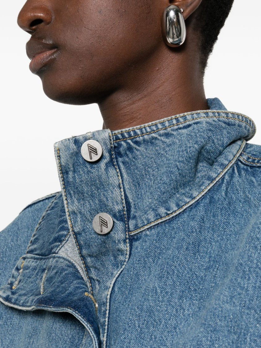 The Attico Boxy Oversized Denim Jacket With Curved Pockets