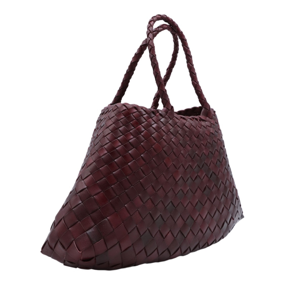 Dragon Diffusion Spacious Woven Bag With Braided Handles In Rich Burgundy