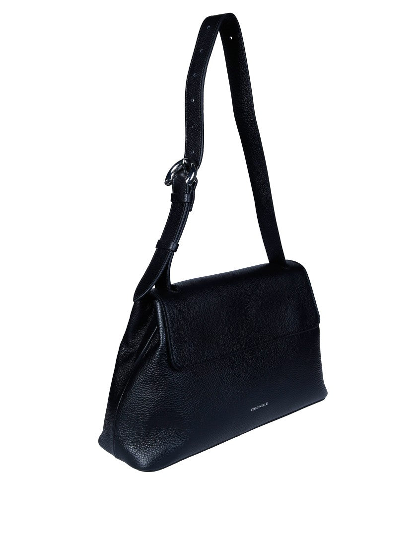 Coccinelle Black Fern Rectangular Flap Shoulder Bag