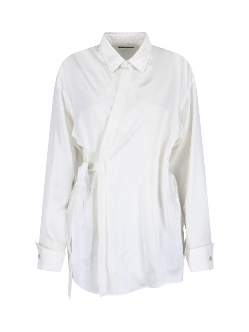 Balenciaga White Silk Shirt With Waist Detail