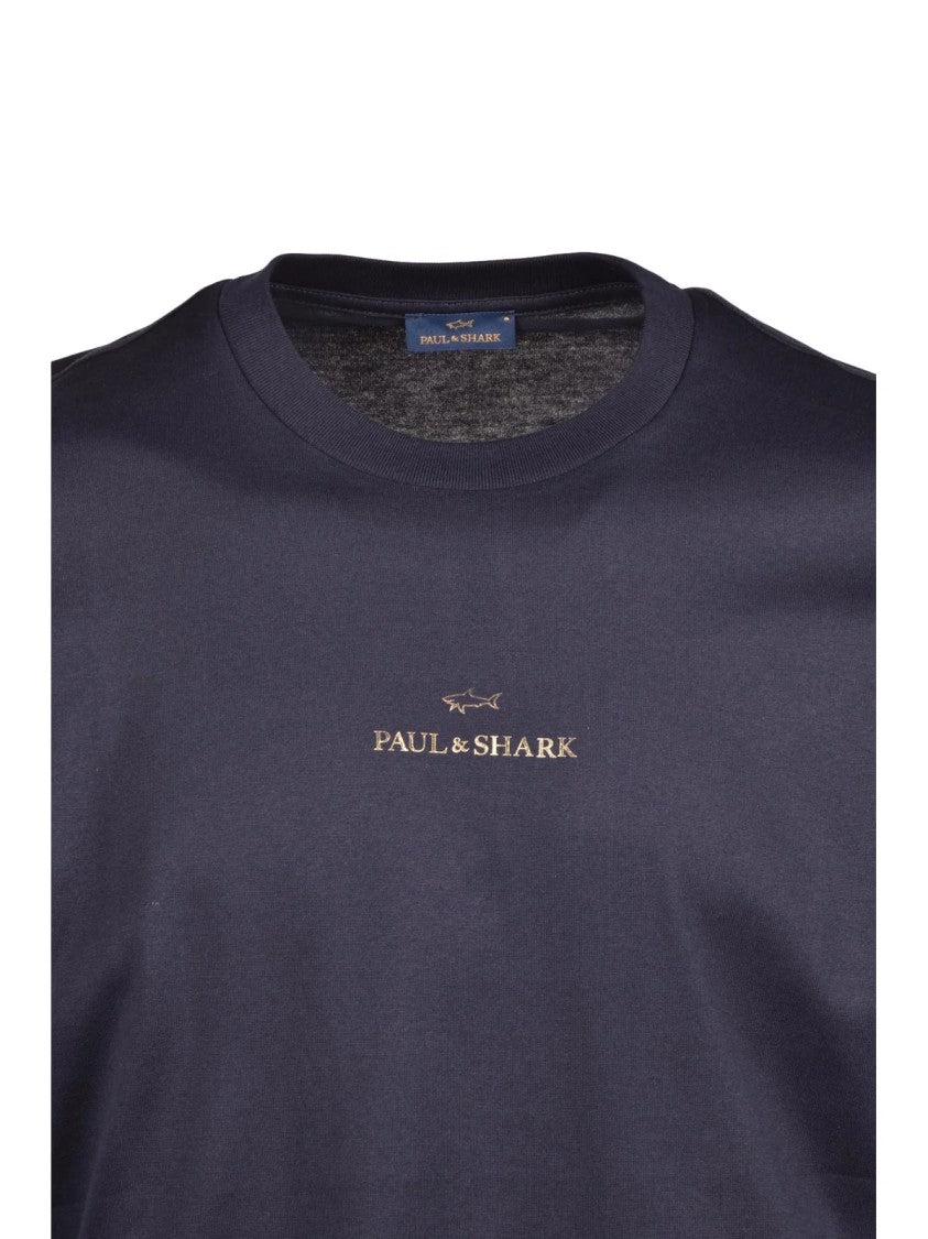 Paul & Shark Classic Blue T-Shirt With Gold Detailing