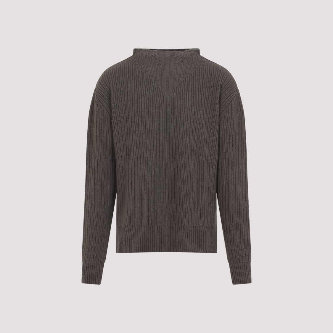 Rick Owens Dust Grey Virgin Wool Fisherman Round Neck Pullover