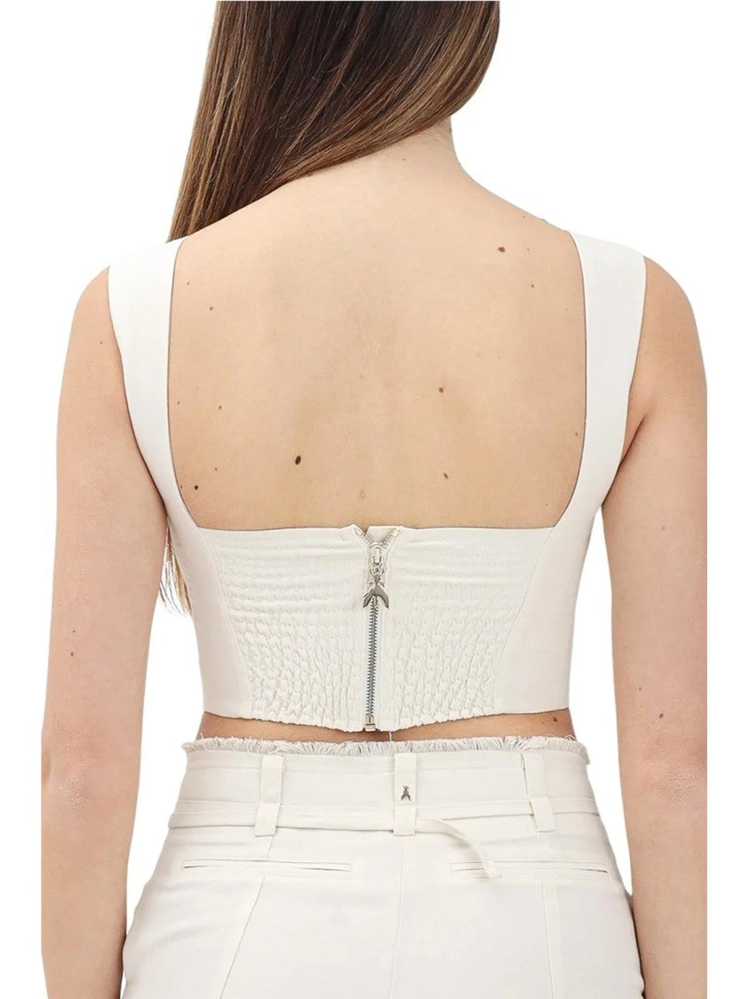 Patrizia Pepe White Viscose Linen Top