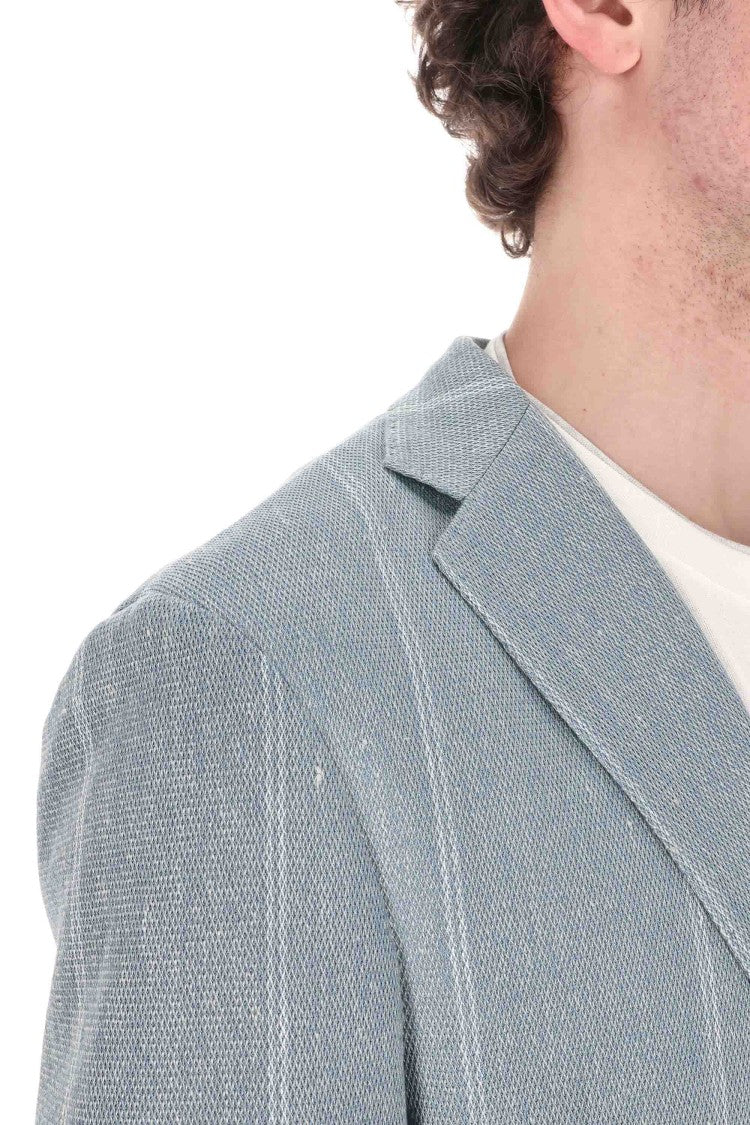 Eleventy Comfort Linen-Cotton Checked Jacket