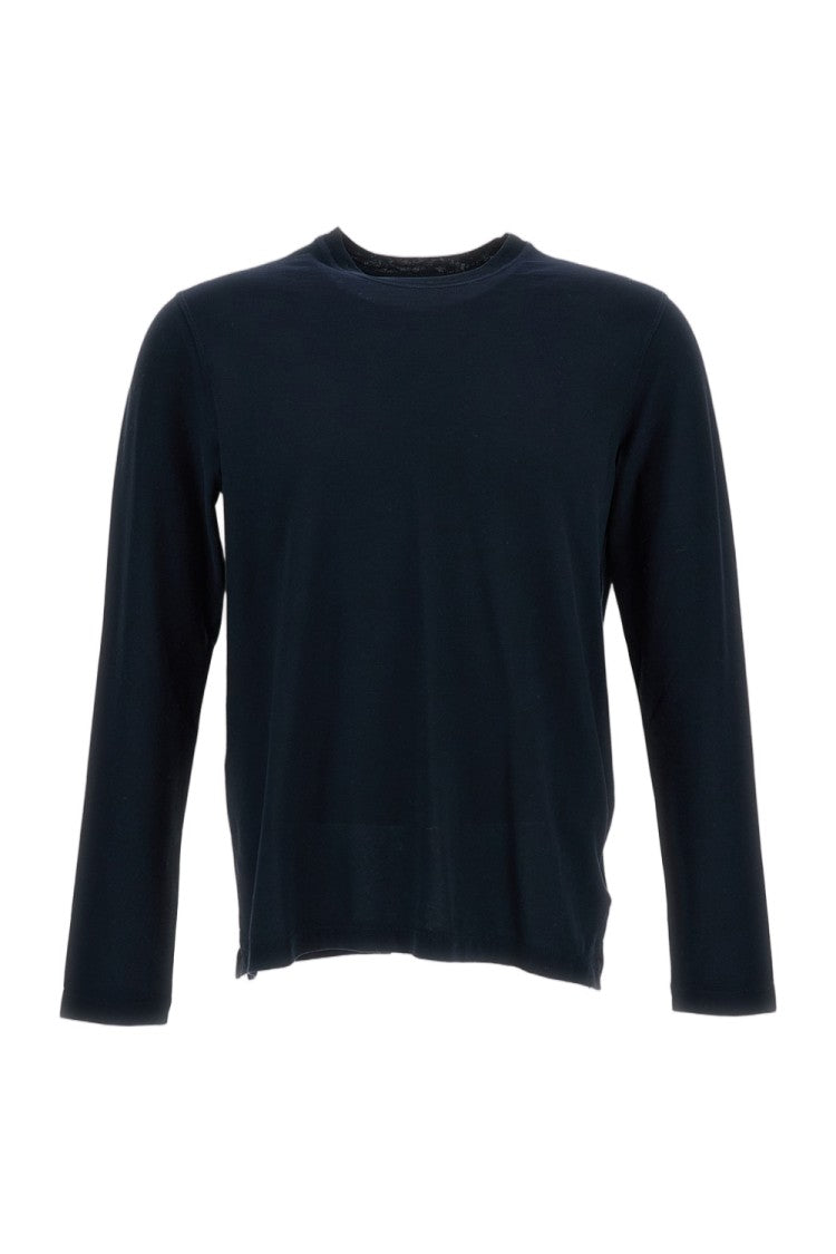 Zanone Slim Fit Long-Sleeved Crew Neck T-Shirt In Fine Cotton