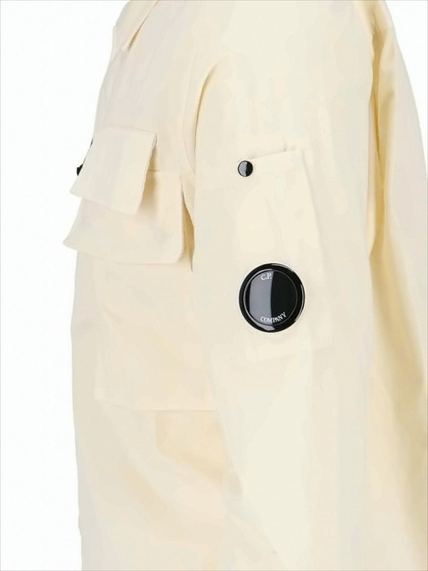 C.P. Company Cropped Cotton Jacket With Classic Collar And Signature Logo Patch