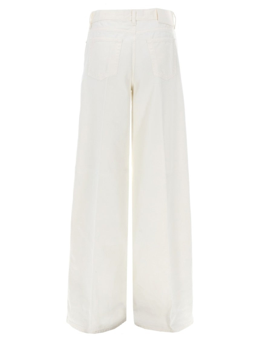 Pt Torino Neutrals Cindy High Waist Cotton Wide-Leg Jeans