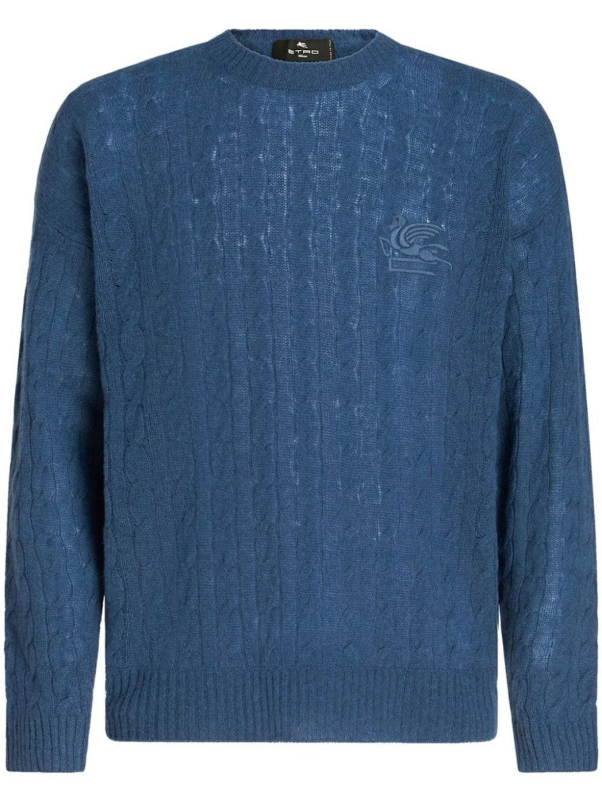 Etro Textured Cable Knit C-Neck Sweater
