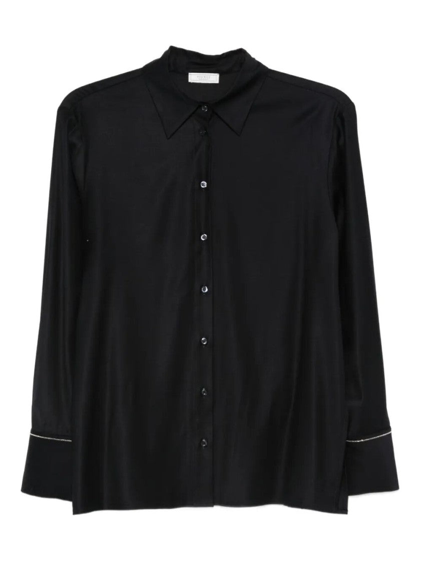 Peserico Black Oversize Shirt With Classic Collar