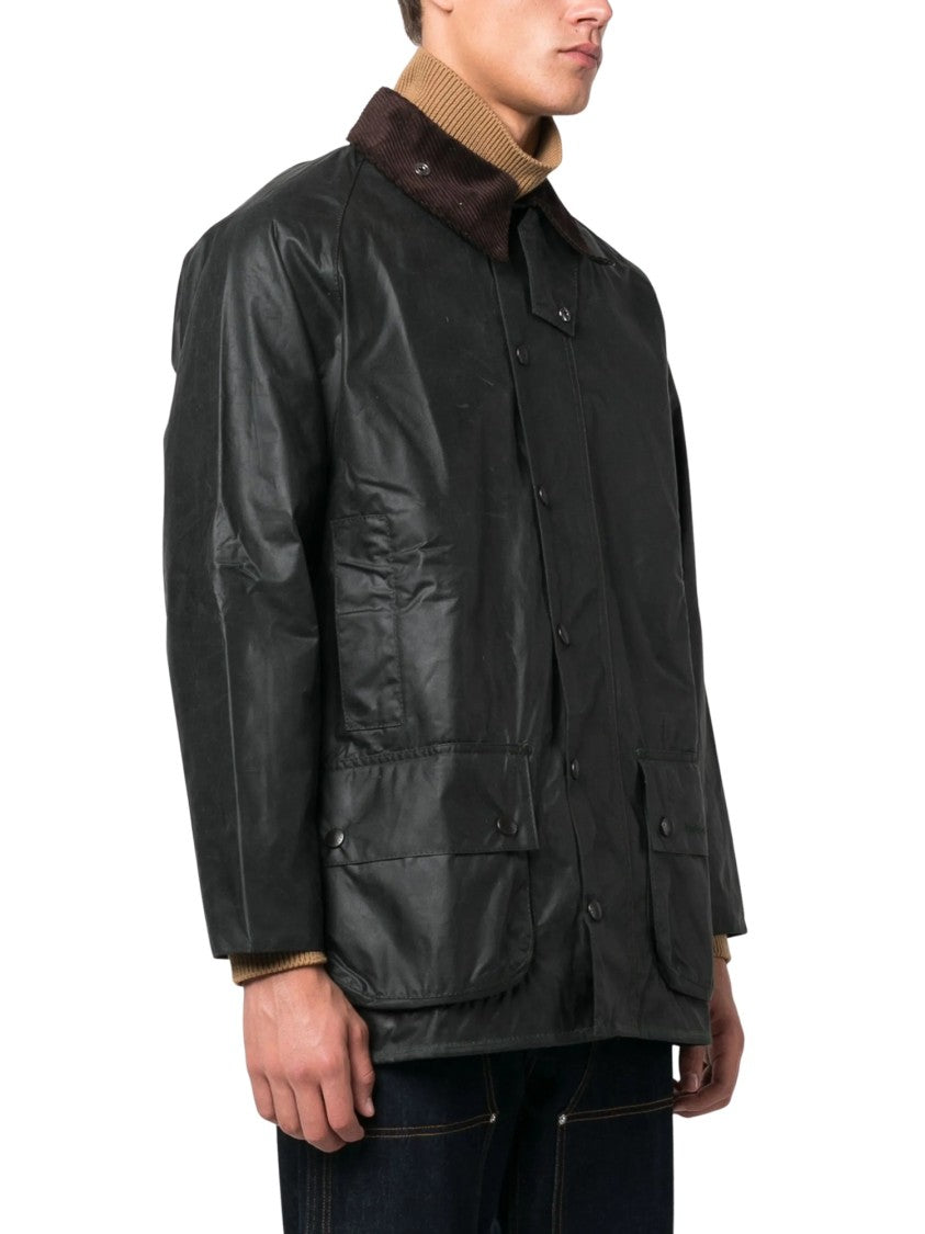 Barbour Classic Corduroy Collar Plaid Lining Waxed Cotton Jacket
