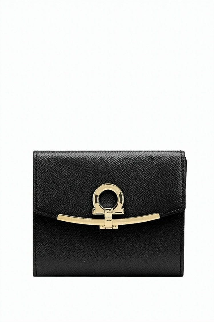 Salvatore Ferragamo Textured Calf Leather Wallet With Gold-Tone Emblem
