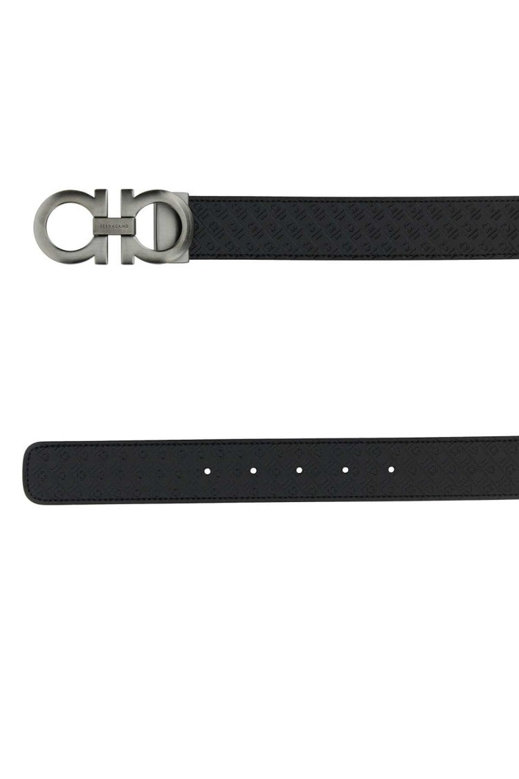 Salvatore Ferragamo Black Leather Reversible Belt