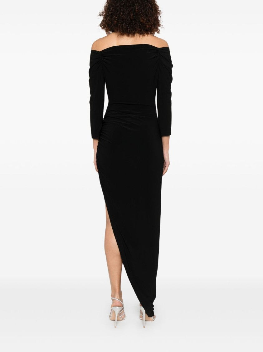 Norma Kamali Off-The-Shoulder Black Evening Dress With Draped Detail