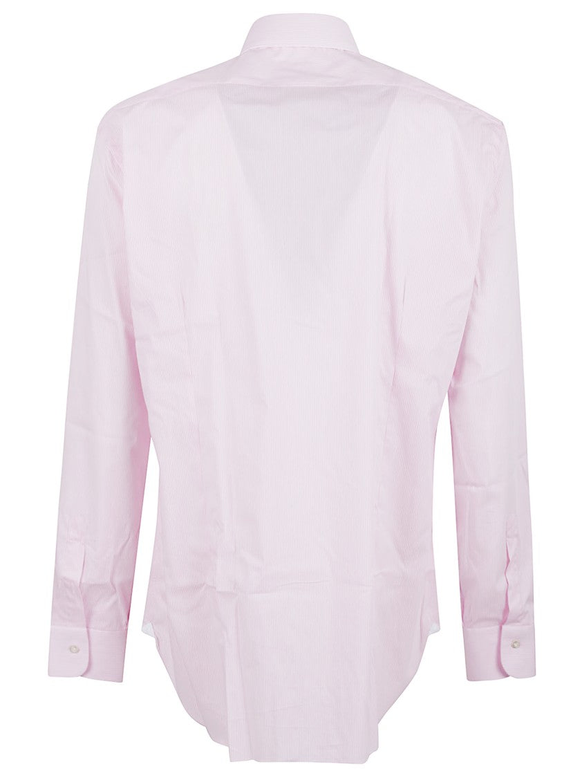 Buonamassa Classic Pure Cotton Shirt With Pink Stripe