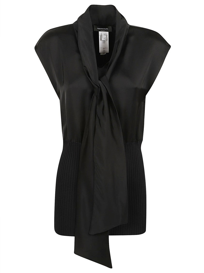 Fabiana Filippi Flowing Black Satin Finish Shirt