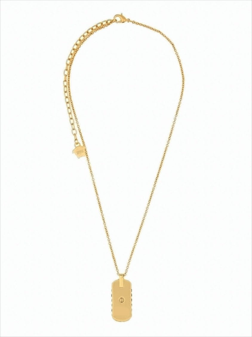 Versace Gold-Tone Brass Necklace With Rectangular Pendant