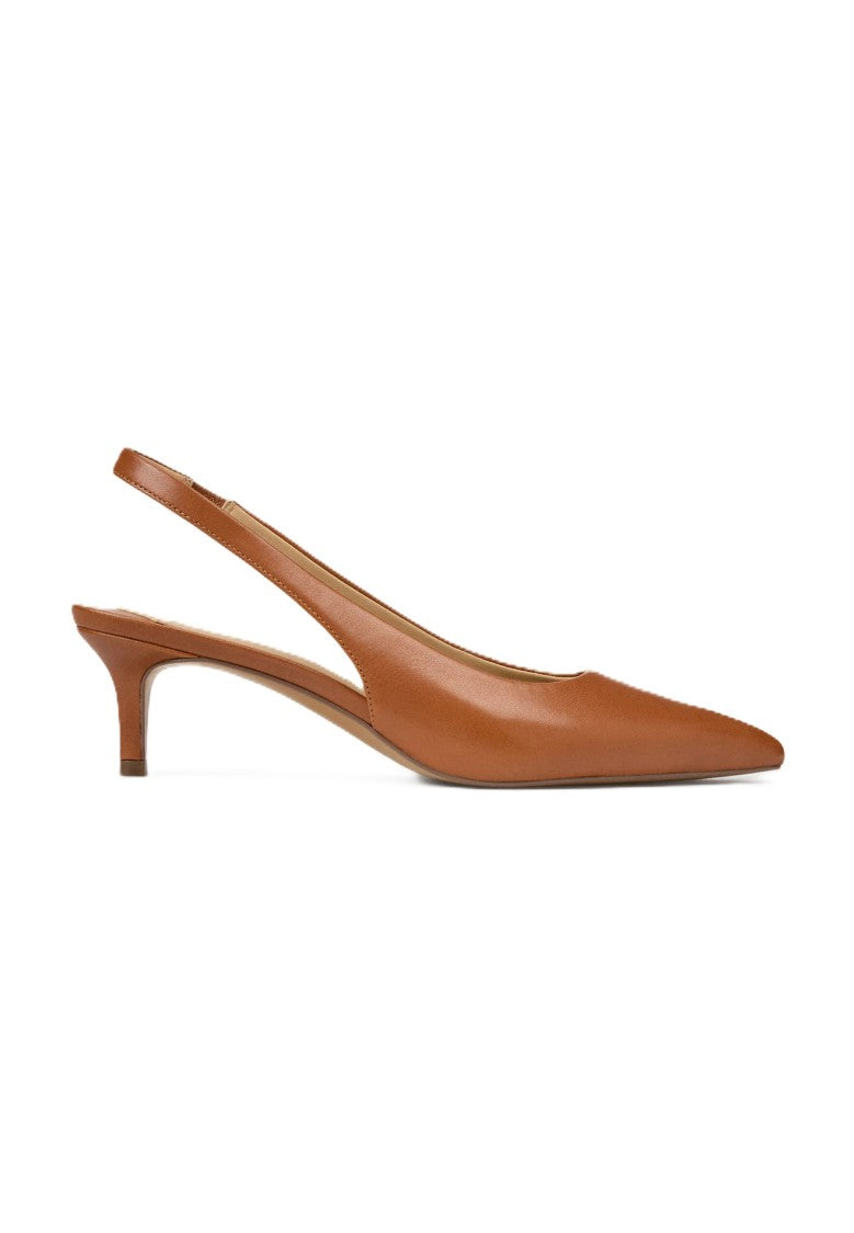 Lauren Ralph Lauren Brown Smooth Calf Slingback Pumps
