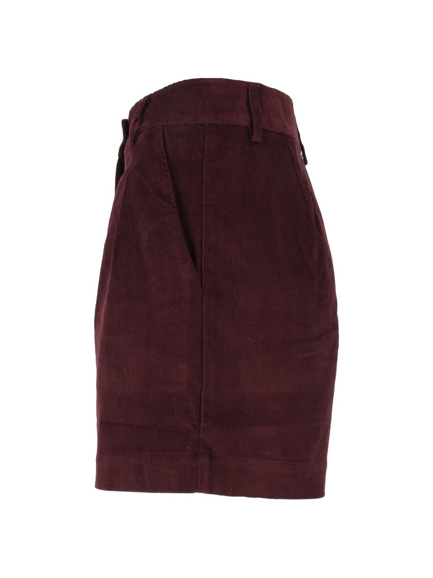 Mc2 Saint Barth Aubergine Aya Pleated Corduroy Mini Shorts