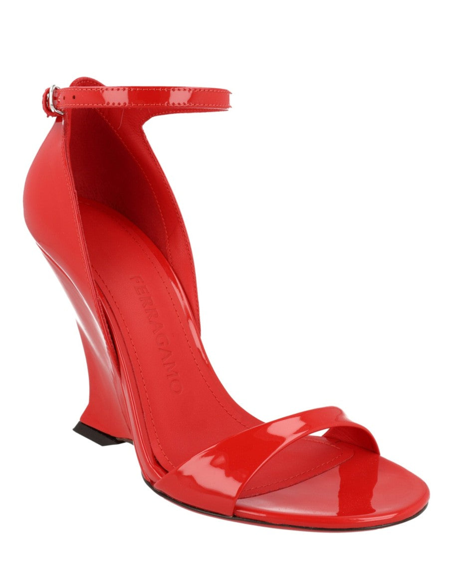Ferragamo Vidette Patent Leather Wedge Sandals