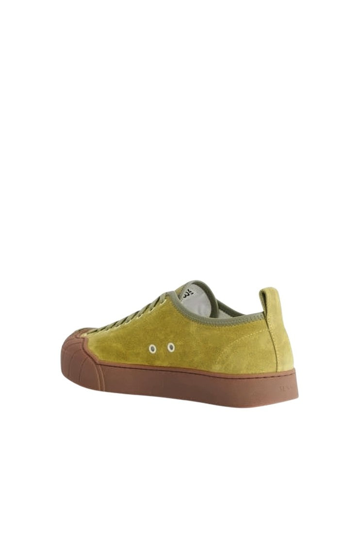 Sunnei Low-Top Suede Sneakers With Textured Rubber Overlay