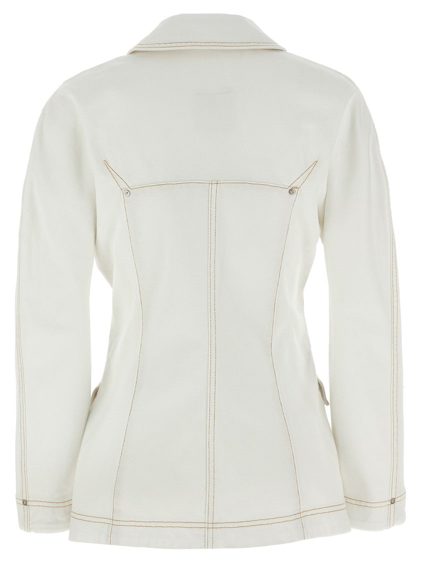 Givenchy Flared Cotton Denim Jacket With Contrasting Stitching