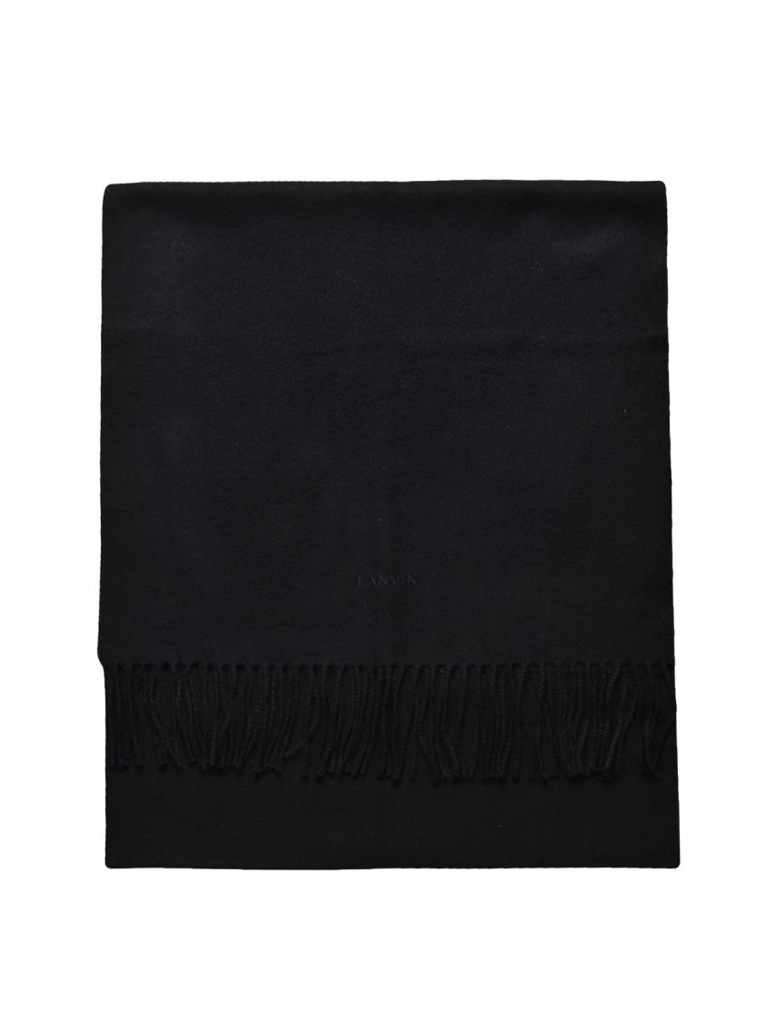 Lanvin Black Wool Fringed Scarf