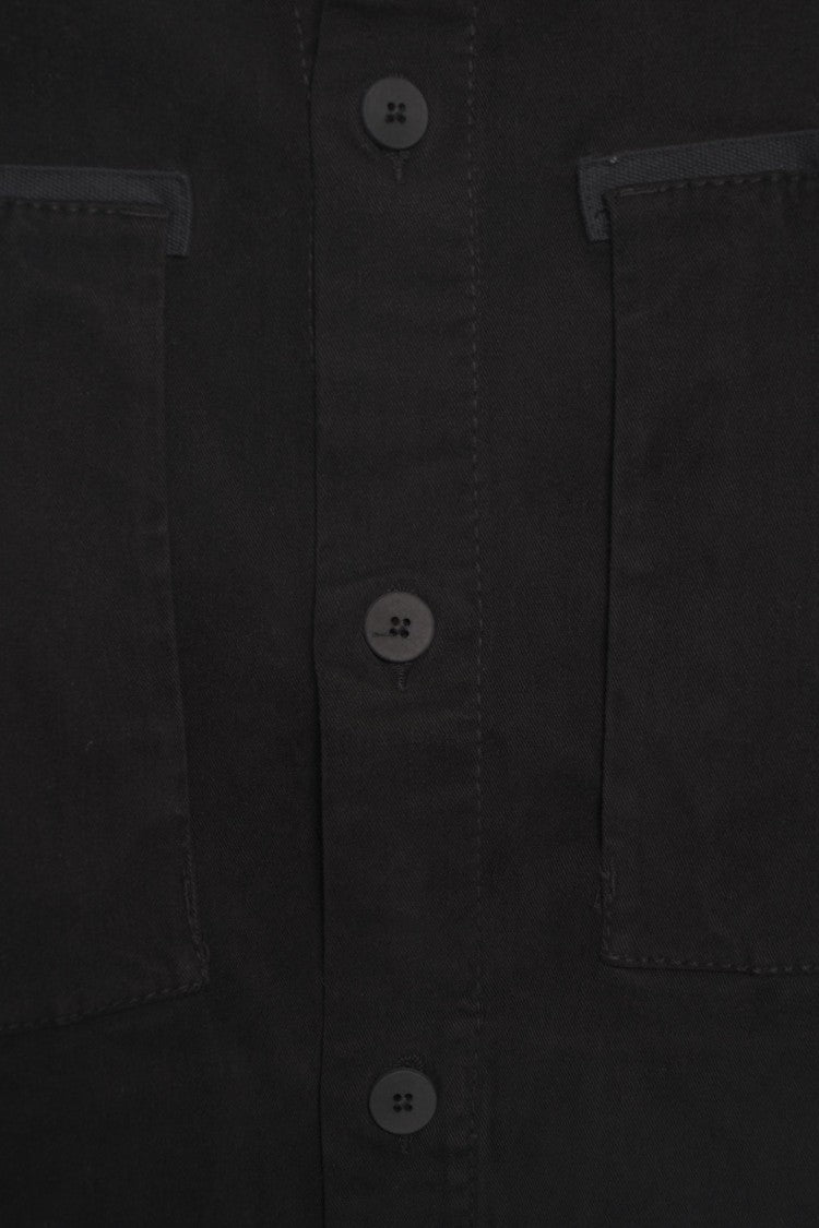 Transit Black Overshirt With Classic Collar And Spacious Chest Pockets