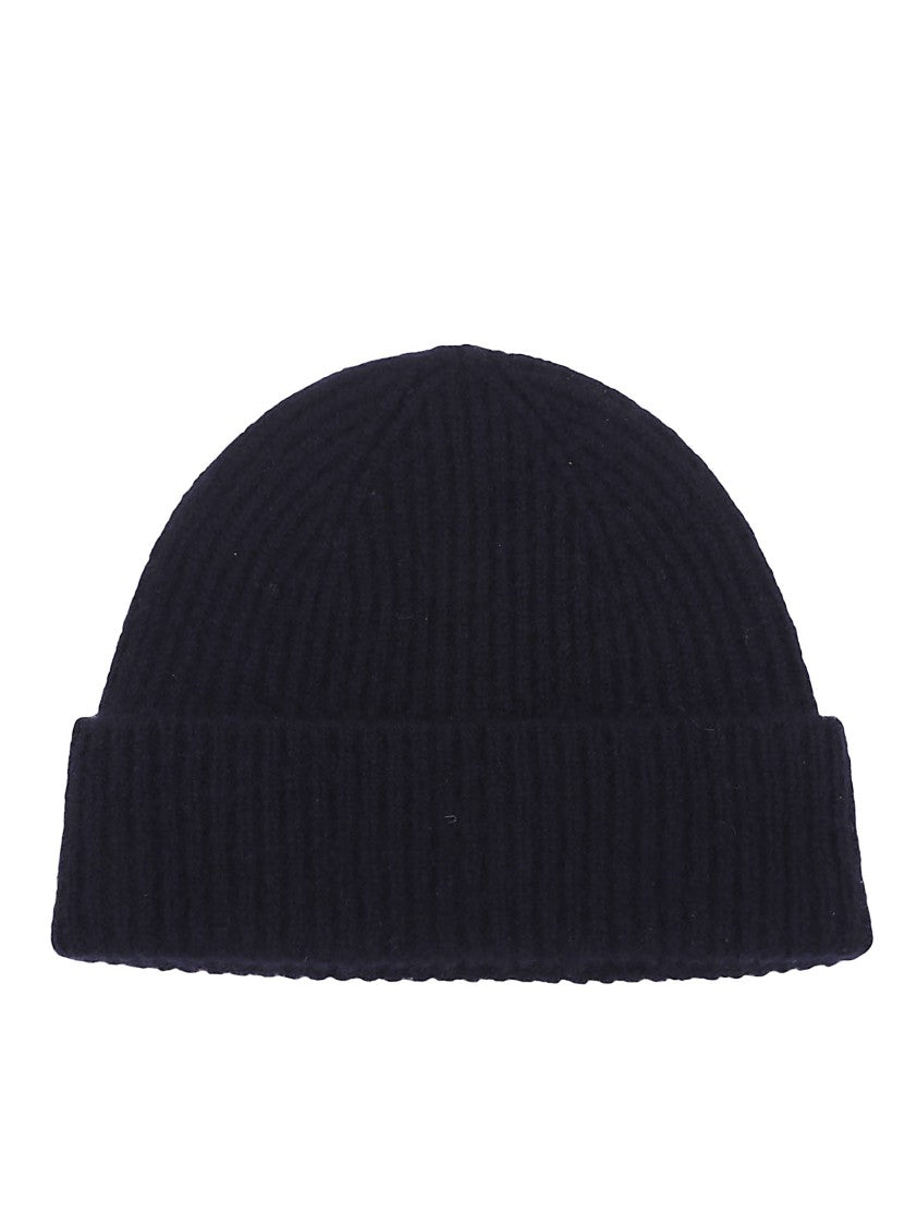 Eleventy Cashmere And Silk Hat With Pronounced Ribbing And Embossed Crest