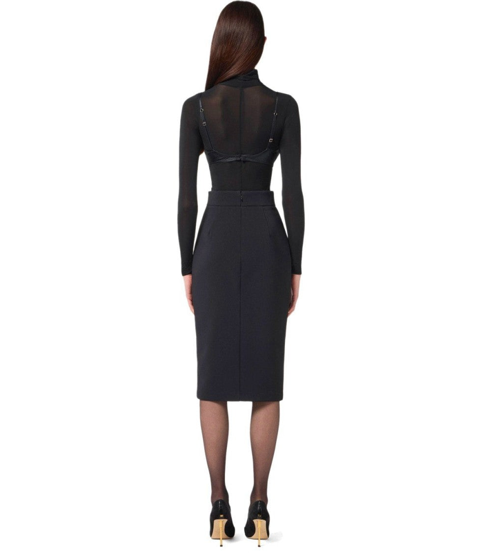 Elisabetta Franchi Black Zipped Midi Skirt