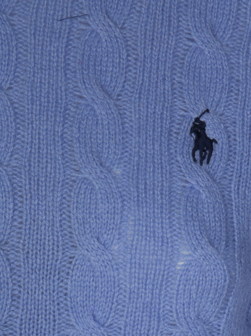 Polo Ralph Lauren Light Blue Cable-Knit Sweater With Classic Crew Neckline