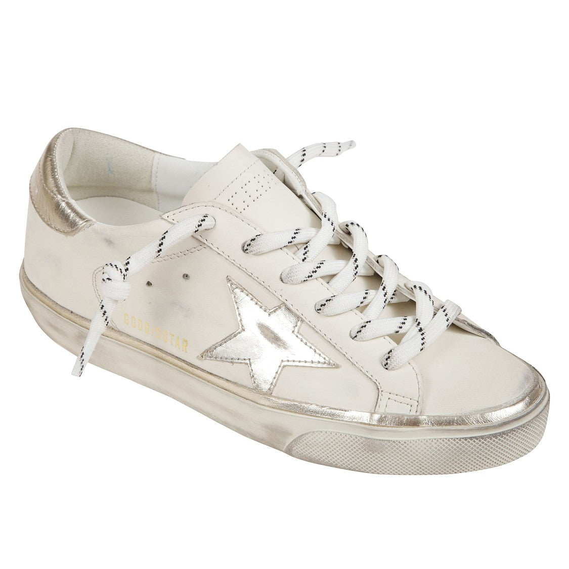 Golden Goose White Leather Sneakers With Platinum Star