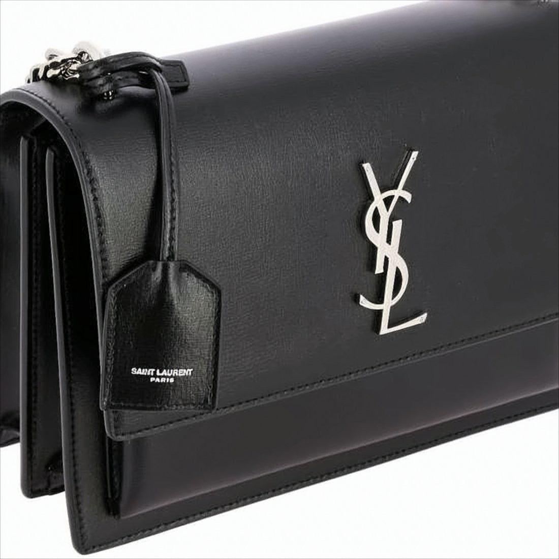 Saint Laurent Rectangular Calf Leather Shoulder Bag With Metallic Logo
